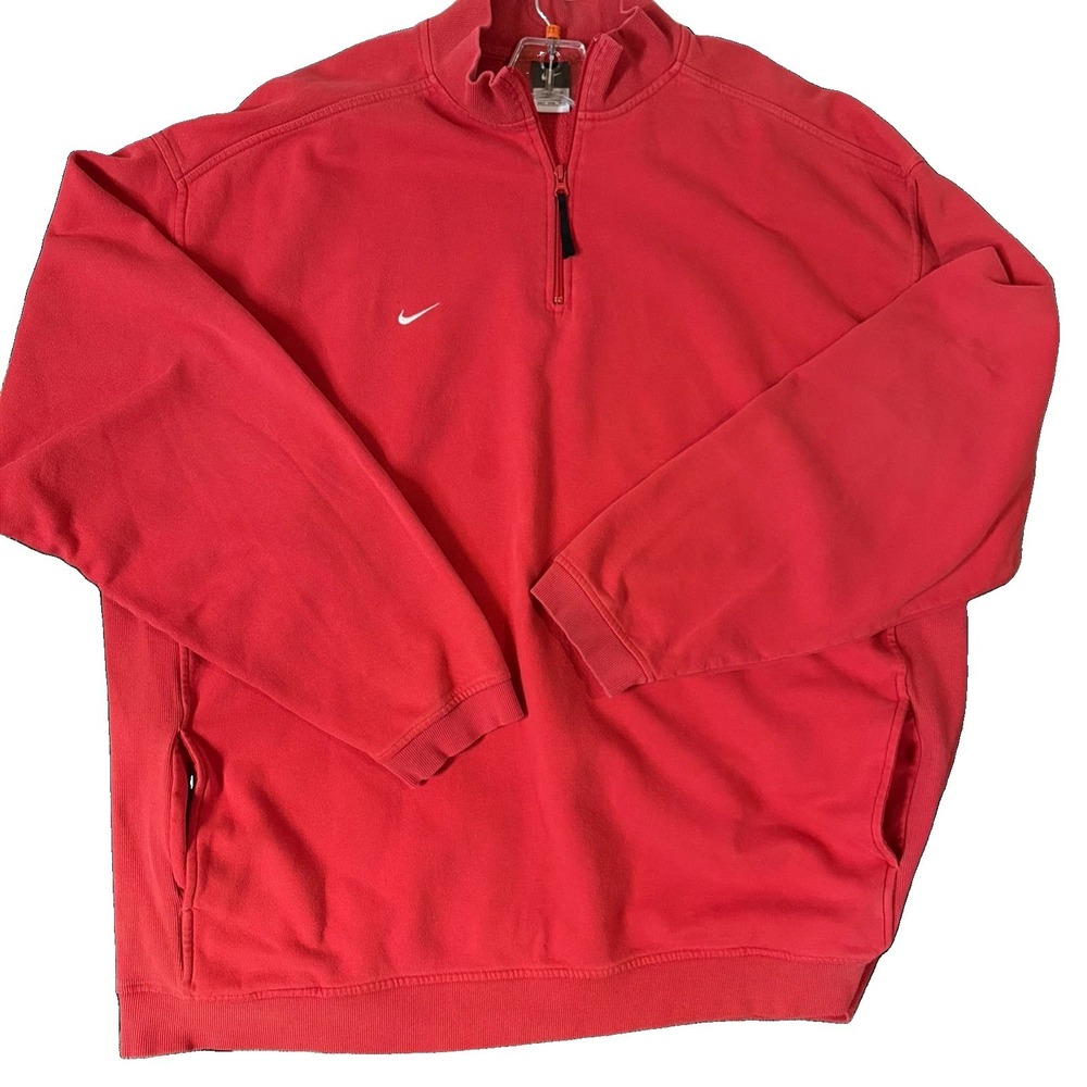 Mens,Nike Sweatshirt,4XLT,Quarter Zip Pullover,Red,Swoosh Fleece Pockets